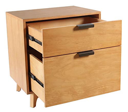 Amazon Brand – Stone & Beam Mid-Century 2-Drawer Cabinet, 21.7"W, Pine Finish