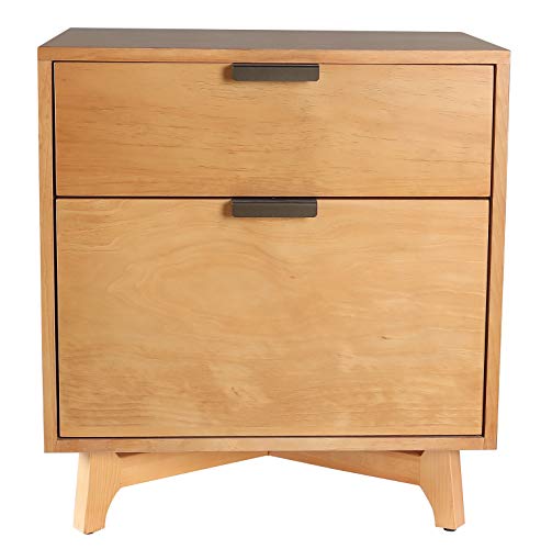 Amazon Brand – Stone & Beam Mid-Century 2-Drawer Cabinet, 21.7"W, Pine Finish