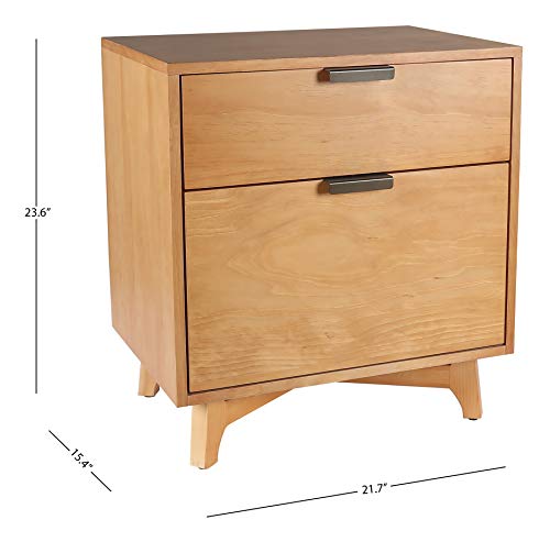 Amazon Brand – Stone & Beam Mid-Century 2-Drawer Cabinet, 21.7"W, Pine Finish