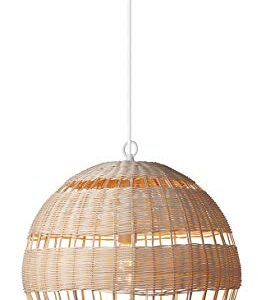 Globe Electric 61015 1-Light Pendant, Natural Woven Twine, Designer White Cloth Cord, Bulb Included