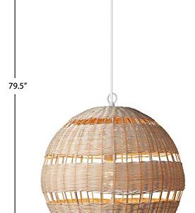 Globe Electric 61015 1-Light Pendant, Natural Woven Twine, Designer White Cloth Cord, Bulb Included