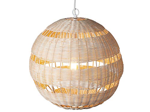 Globe Electric 61015 1-Light Pendant, Natural Woven Twine, Designer White Cloth Cord, Bulb Included