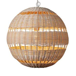 Globe Electric 61015 1-Light Pendant, Natural Woven Twine, Designer White Cloth Cord, Bulb Included