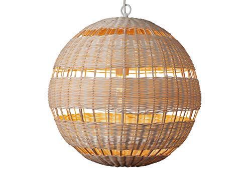 Globe Electric 61015 1-Light Pendant, Natural Woven Twine, Designer White Cloth Cord, Bulb Included