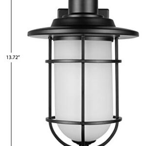 Globe Electric44625 1-Light Outdoor Indoor Wall Sconce, Matte Black, Frosted Glass Shade