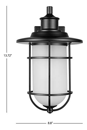 Globe Electric44625 1-Light Outdoor Indoor Wall Sconce, Matte Black, Frosted Glass Shade