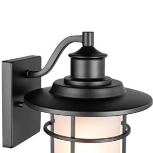 Globe Electric44625 1-Light Outdoor Indoor Wall Sconce, Matte Black, Frosted Glass Shade