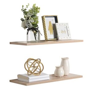 delta cycle & home wall mounted modern floating shelves, 2-pack, aveiro oak - 24" depth, 8" length, 5" thick, holds up to 33lbs - durable shelf with invisible bracket for easy installation