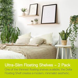 Delta Cycle & Home Wall Mounted Modern Floating Shelves, 2-Pack, Aveiro Oak - 24" Depth, 8" Length, 5" Thick, Holds Up to 33lbs - Durable Shelf with Invisible Bracket for Easy Installation