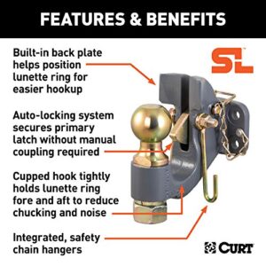 CURT 48410 SecureLatch 2-5/16-Inch Ball and Pintle Hitch Hook Combination, 20,000 Pounds, Mount Required