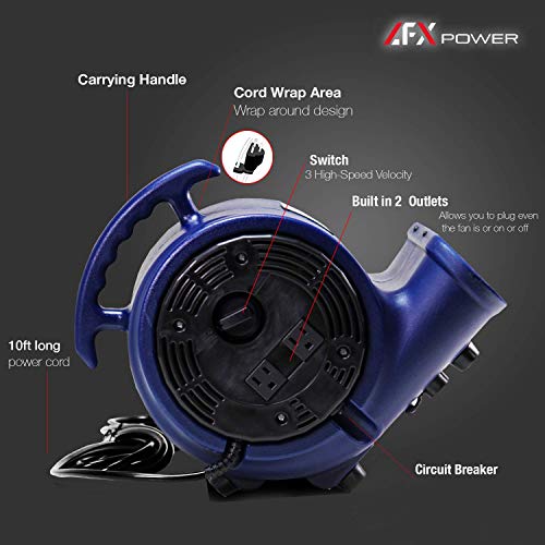 AFX POWER CAT 2 Air Mover Blower Carpet Dryer Floor Fan, for Restoration and Janitorial Use, to Clean and Dry Water Spills, Leaks or Floods (1/3 HP)