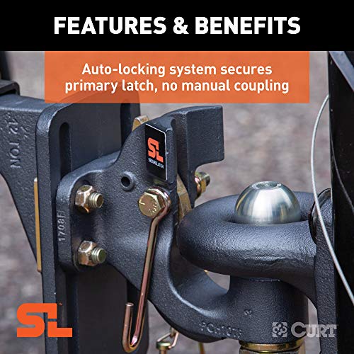 CURT 48411 SecureLatch 2-Inch Ball and Pintle Hitch Hook Combination, 20,000 Pounds, Mount Required