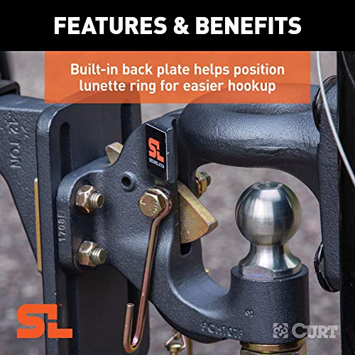 CURT 48411 SecureLatch 2-Inch Ball and Pintle Hitch Hook Combination, 20,000 Pounds, Mount Required