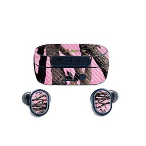 mightyskins carbon fiber skin for skullcandy sesh true wireless earbuds - pink tree camo | protective, durable textured carbon fiber finish | easy to apply, remove, and change styles | made in the usa