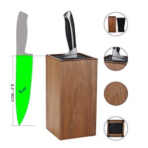 Acacia Wood Blade Holder with Bristles，Knife Holder, Large Capacity, Kitchen Household Multi-function Knife Storage and Placement Rack