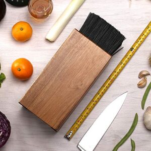 Acacia Wood Blade Holder with Bristles，Knife Holder, Large Capacity, Kitchen Household Multi-function Knife Storage and Placement Rack