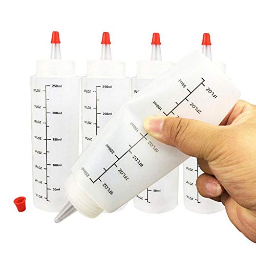 12 Pack 8 oz Plastic Squeeze Bottles,Polyethylene Durable Plastic,Clear Bottles,Red Cap,for Ketchup,Condiments,BBQ Sauce,Dressing,Barbecue,Grilling,Crafts,Syrup and More