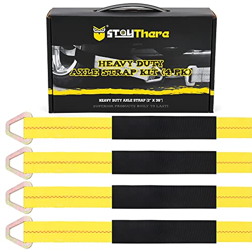 Stay There 4 Pack 36" Long Axle Tie Down Straps by Stay There, Alex Straps with D-Ring and Protective Sleeve 10,000 Pound Capacity