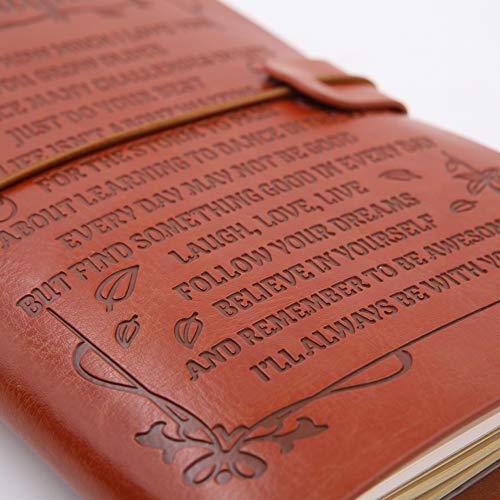 To Granddaughter Leather Journal,A6 Leather Journal,Laugh - Love - Live Vintage Embossed Refillable Writing Notebook for Christmas,Birthdays, Graduation