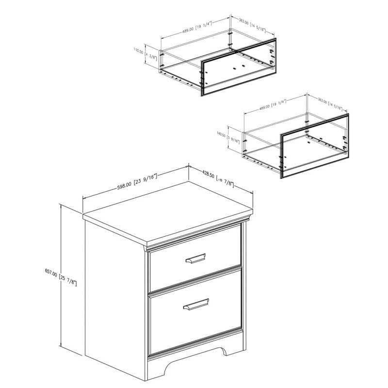 Home Square 3 Piece Modern Bedroom Furniture Set - 8 Drawer Bedroom Dresser/Small Nightstand with Drawers - Set of 2 / Distressed Grey Oak