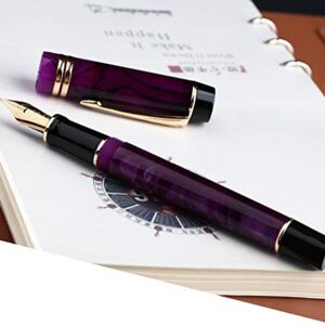 M600s Marble Purple Fountain Pen, Iridium Extra Fine Nib Writing Gift Pen