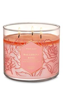 white barn bath & body works ballerina rose large 3-wick scented candle 14.5 oz