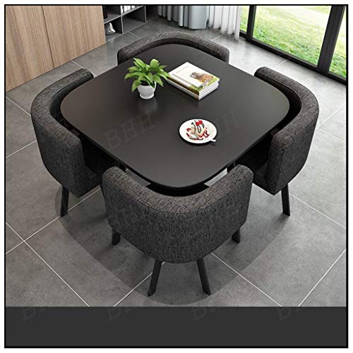 Kitchen Breakfast Bar Table and Chair Set, Dining Round Table Soft Backrest Seat Modern Style Furniture Coffee Kitchen Living Room Milk Tea Shop Fast-Food Shop Western Restaurant