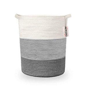 nerseki cotton rope hamper basket 16"x18" (3-toned gray)