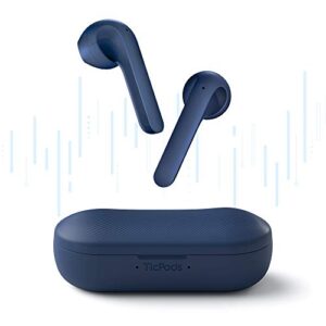 ticpods 2 pro true wireless earbuds tws earbud bluetooth 5.0 earphones with dual-mic semi-in-ear voice assistant head gesture touch controls quick-commands ipx4 waterproof 20h battery, navy