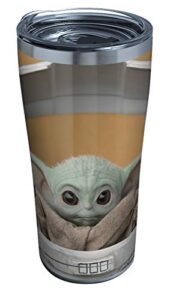 tervis star wars - the mandalorian child stare triple walled insulated tumbler travel cup keeps drinks cold & hot, 20oz legacy, stainless steel
