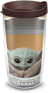 tervis star wars - the mandalorian child stare made in usa double walled insulated tumbler travel cup keeps drinks cold & hot, 16oz, classic