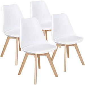 yaheetech chairs for dining room dining chairs dsw chair accent chair with beech wood legs modern mid century eiffel inspired chair dining room chairs set of 4 kitchen chairs white,4pcs