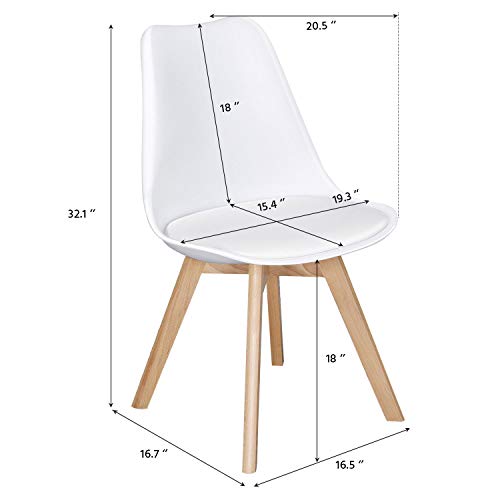 Yaheetech Chairs for Dining Room Dining Chairs DSW Chair Accent Chair with Beech Wood Legs Modern Mid Century Eiffel Inspired Chair Dining Room Chairs Set of 4 Kitchen Chairs White,4Pcs