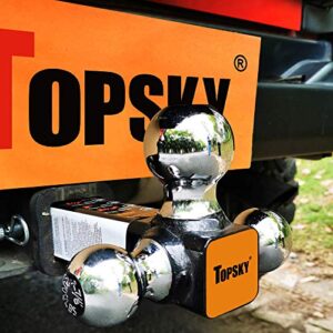 TOPSKY Trailer Hitch Tri Ball Mount & Pin, 1-7/8,2,2-5/16-inch Chrome Hitch Balls, Fits 2-inch Receiver