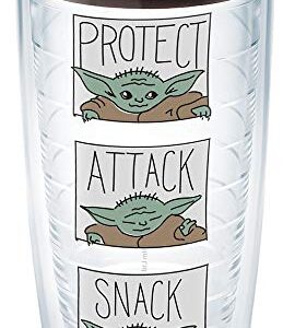 Tervis Star Wars - The Mandalorian Protect Attack Snack Made in USA Double Walled Insulated Tumbler Travel Cup Keeps Drinks Cold & Hot, 16oz, Classic