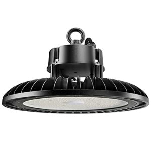le ufo led high bay light 150w, 19,000lm 5000k daylight, 450w hps equivalent, 1-10v dimmable commercial warehouse led lighting, waterproof ip65, 100-277v, 110° beam, industrial ceiling light fixture
