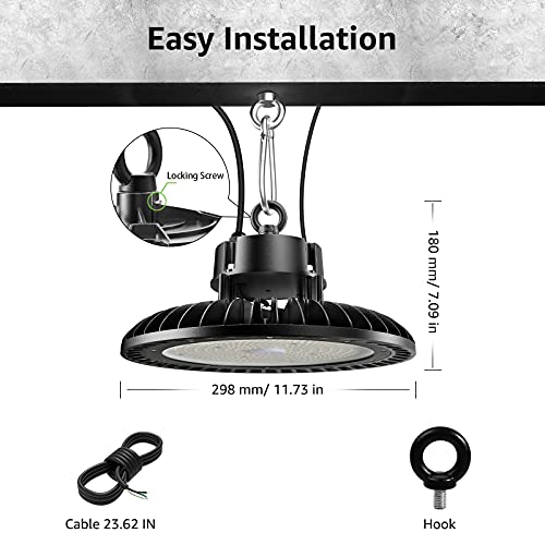 LE UFO LED High Bay Light 150W, 19,000lm 5000K Daylight, 450W HPS Equivalent, 1-10V Dimmable Commercial Warehouse LED Lighting, Waterproof IP65, 100-277V, 110° Beam, Industrial Ceiling Light Fixture