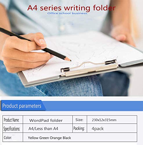 4 sets of foldable clipboards, binders, sturdy PC hard plastic materials, 12.4 inches * 9.1 inches * 0.5 inches, easy to carry, widely used in office, school, business travel.