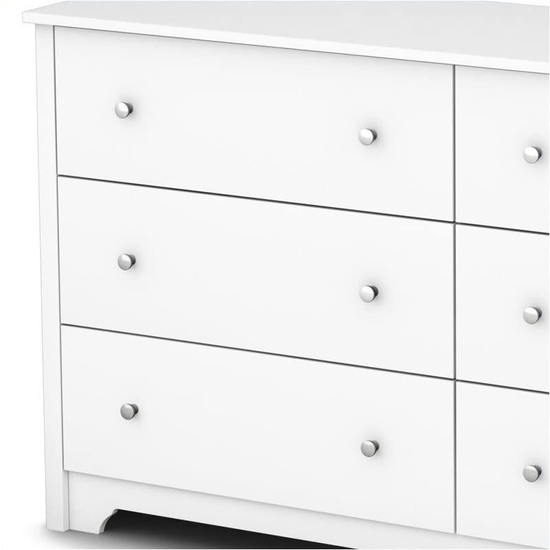 Home Square 4 Piece Modern Bedroom Furniture Set - 6 Drawer Dresser for Bedroom / 5 Chest of Drawers for Bedroom/Small Nightstand with Drawer and Shelf - Set of 2 / White