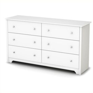 Home Square 4 Piece Modern Bedroom Furniture Set - 6 Drawer Dresser for Bedroom / 5 Chest of Drawers for Bedroom/Small Nightstand with Drawer and Shelf - Set of 2 / White