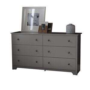 Home Square 2 Piece Modern Bedroom Furniture Set - 6 Drawer Double Dresser for Bedroom/Small Nightstand with Drawer and Shelf/Light Grey