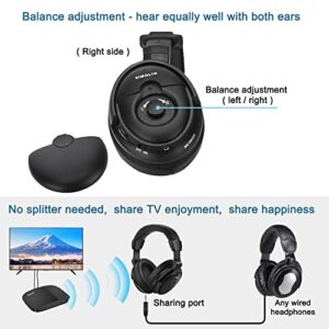 SIMOLIO Wireless Headphones for TV Watching with Transmitter (Digital Optical/RCA/AUX), Enhanced Voice & Spare Battery for Seniors & Hard of Hearing, Balance & Tone Control, No Audio Lag, 100FT Range