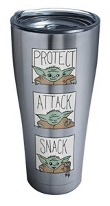 tervis star wars - the mandalorian protect attack snack triple walled insulated tumbler travel cup keeps drinks cold & hot, 30oz, stainless steel