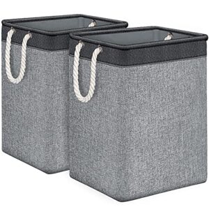 tomcare laundry baskets 2 pack freestanding laundry hampers for bedroom collapsible laundry basket with handles detachable brackets large laundry storage baskets organizer for clothes toys (grey)