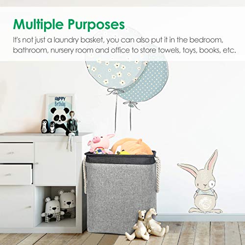 TomCare Laundry Baskets 2 Pack Freestanding Laundry Hampers for Bedroom Collapsible Laundry Basket with Handles Detachable Brackets Large Laundry Storage Baskets Organizer for Clothes Toys (Grey)