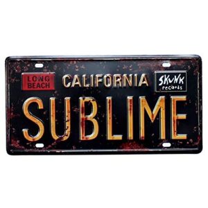 funny sign sublime california vintage metal tin sign wall sign plaque poster for home cafe bar pub, car vehicle license plate souvenir 6x12 inch