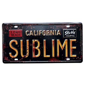 Funny Sign Sublime California Vintage Metal Tin Sign Wall Sign Plaque Poster for Home Cafe Bar Pub, Car Vehicle License Plate Souvenir 6x12 inch