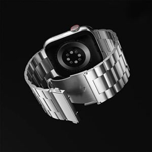 Fitlink Metal Band Compatible for Apple Watch Series 8 7 6 5 4 3 2 1 SE Ultra, Stainless Steel Waterproof Apple Watch Band for Apple Watch 42mm 44mm 45mm 49mm for Women Men(Silver, 42/44/45/49mm)