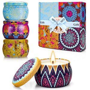 Scented Candles Gifts for Women - 4 Pack 4.4 Oz Aromatherapy Candles for Home Scented, Unique Friend Birthday Gifts for Women Stress Relief, Lavender Soy Wax Candle Set