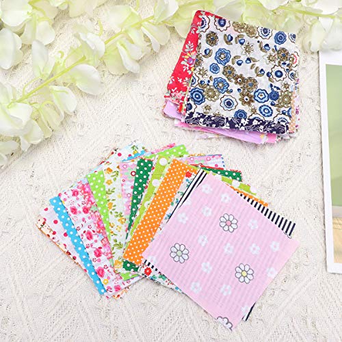 Healifty 100pcs Fabric Squares Sheets Cotton Patchwork Craft DIY Sewing Scrapbooking Quilting 10x10cm